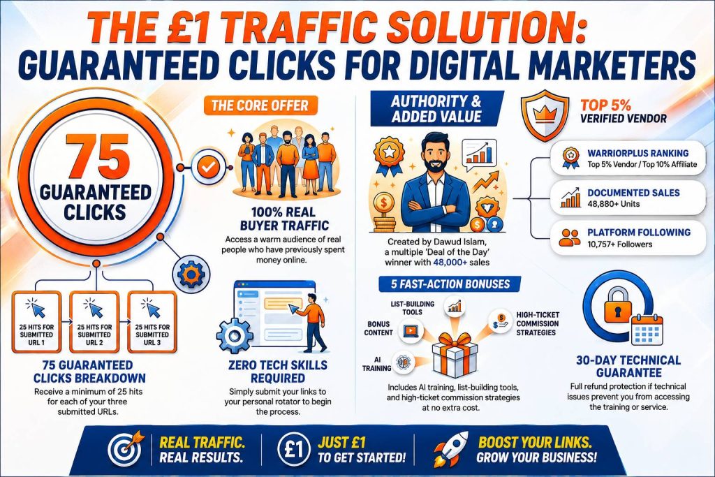 One Dollar Guaranteed Clicks Review traffic solution

