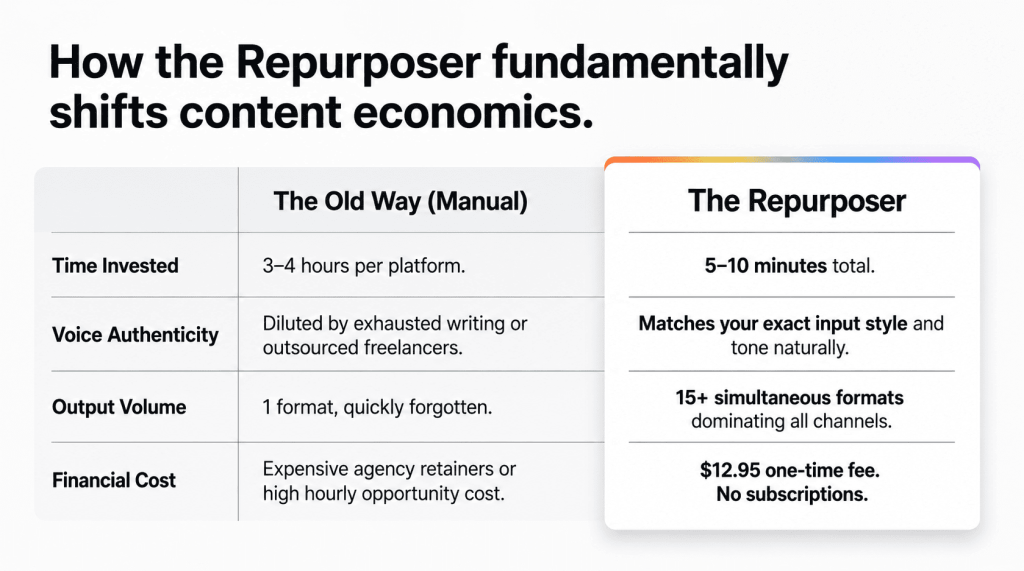 The AI Content Repurposer shift content economics