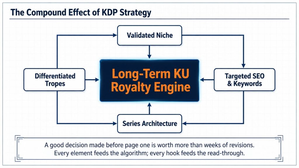 storymarket ai compound kdp strategy ku royalty engine diagram