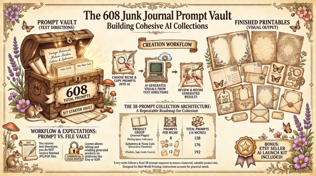 608 Junk Journal Printable Prompts Starter Vault Review