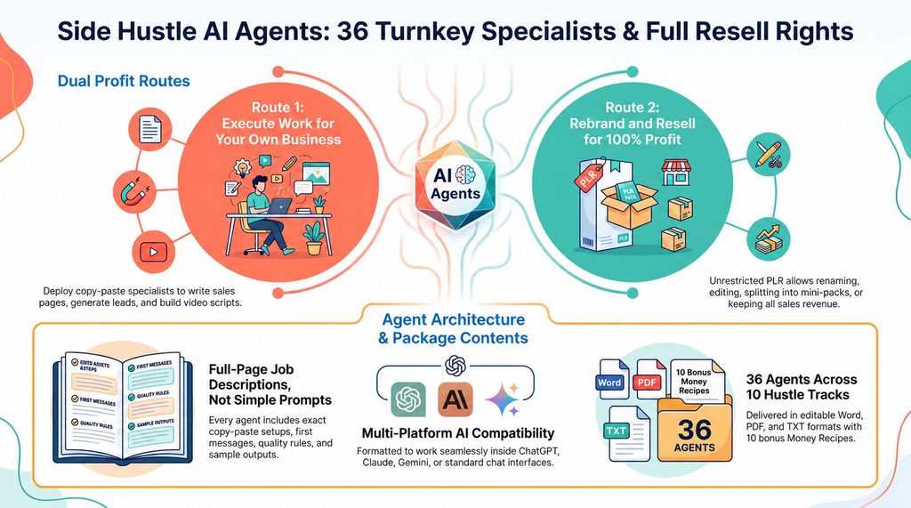 Side Hustle AI Agents w Unrestricted PLR Review