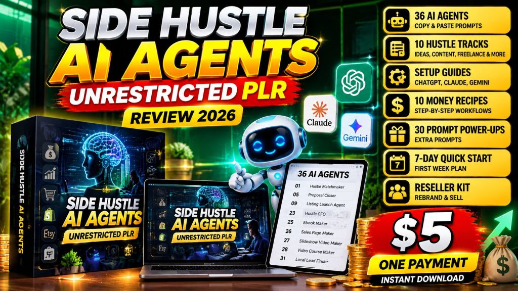 Side Hustle AI Agents w Unrestricted PLR Review